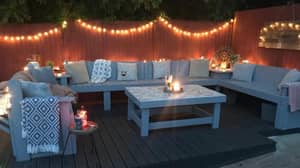 Couple Create Gorgeous Outdoor Seating Area Using Old Wooden Pallets