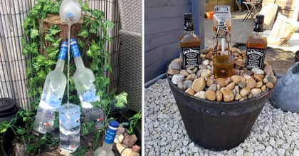 People Are Making Water Features Out Of Their Old Booze Bottles