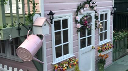 Woman Upcycles Wendy House Into Pink Palace With Bargain Buys