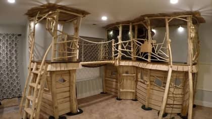 Thrifty Dad Builds Jaw-Dropping Indoor Playhouse For His Children From Scratch And The Footage Is Amazing
