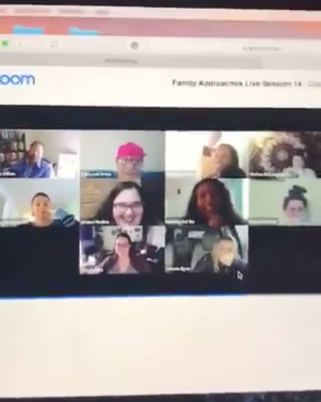 Jennifer's colleagues are in fits of giggles in the now-viral video (Credit: Twitter)