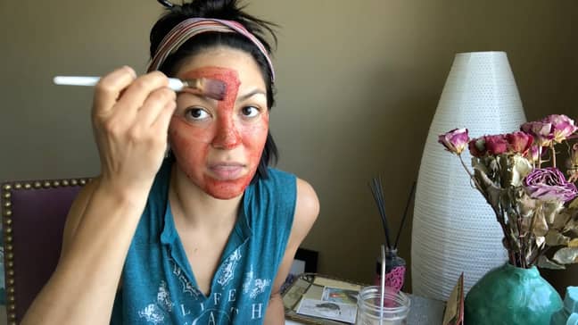 Brittani credits the mask with giving her silky smooth skin (Credit: Caters News)