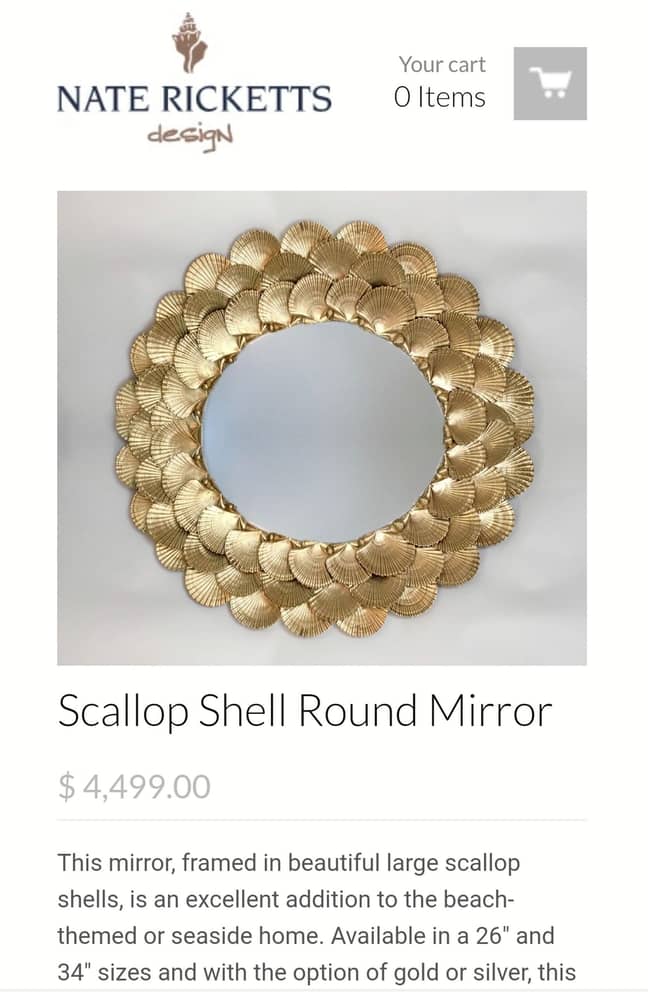 The original Scallop Shell Round Mirror designed by Nate Ricketts cost a hefty £3,572 ($4,499) (Credit: Kennedy Media)
