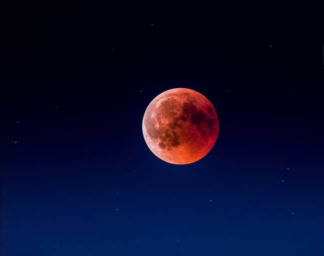 A blood moon happens when the Earth aligns between the sun and the moon (Credit: Unsplash)
