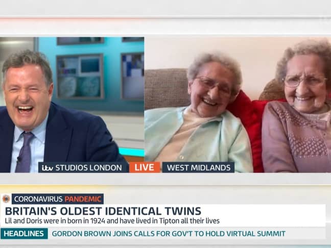 Earlier this month Piers interviewed the world's oldest identical twins (Credit: ITV / 'Good Morning Britain')