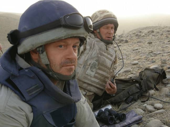 Ross Kemp filmed on the front line of Afghanistan (Credit: Sky 1)