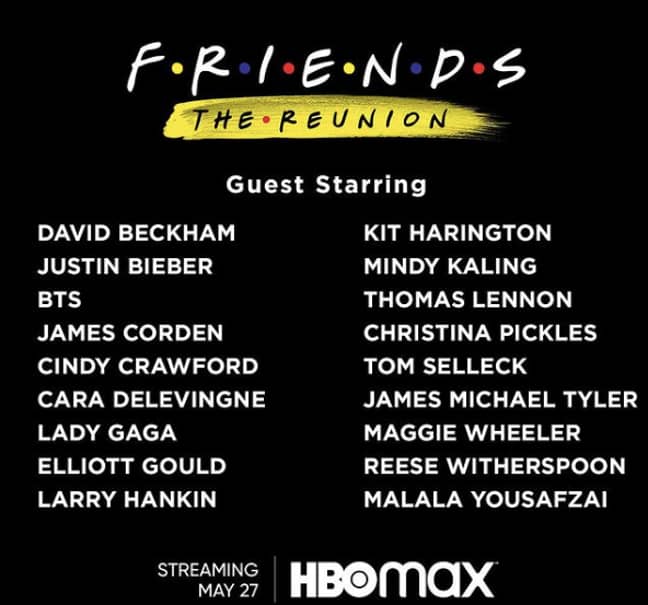 The full list of A Listers talking about Friends at the reunion (Credit: HBO)