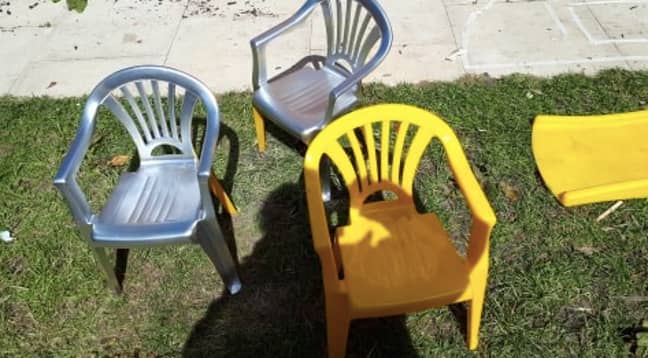 They spray painted chairs they already had silver (Credit: Handout/ Becky Alice) 
