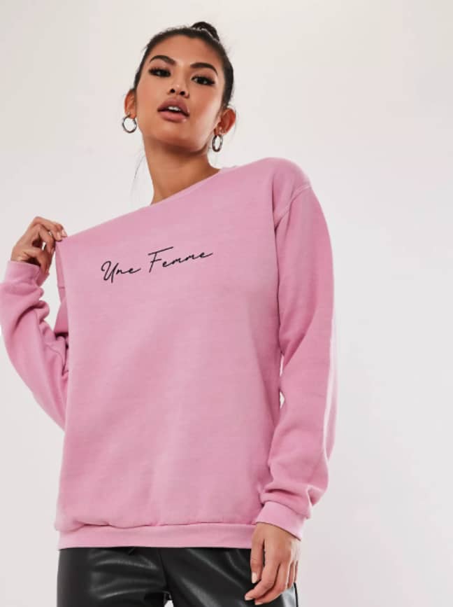 This pink sweatshirt is just £13.20 (Credit: Missguided)