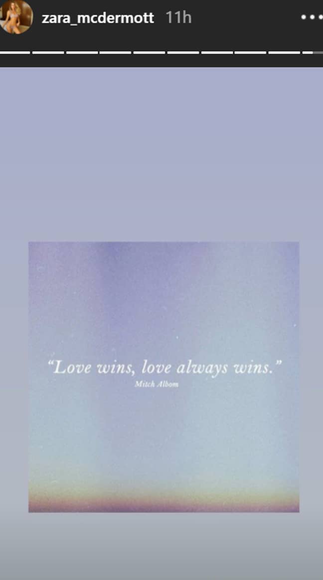 Zara posted a cryptic quote on her Stories (Credit: Zara McDermott/Instagram)