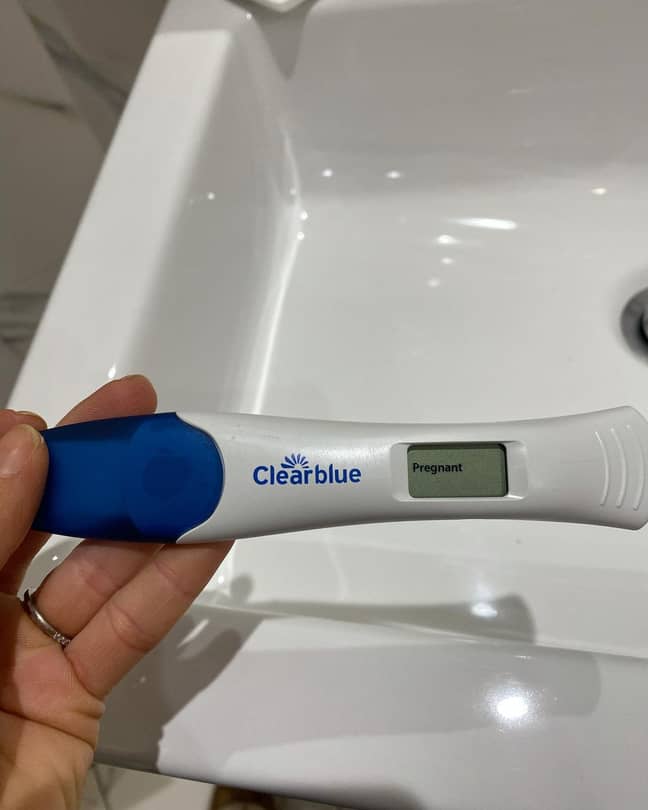 Louise Thompson posted a picture of her positive pregnancy test (Credit: Louise Thompson/ Instagram)