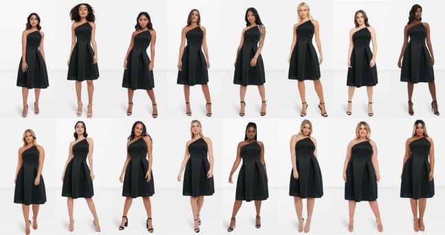The new tool uses AR technology to allow shoppers to see how each garment appears on different sized models (Credit: ASOS)