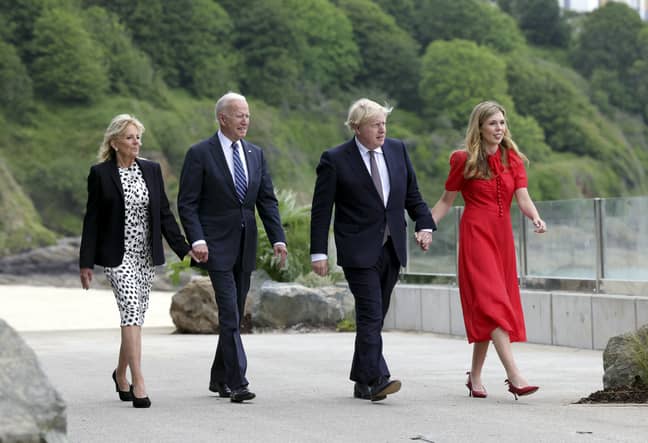 The Prime Minister and the President were both pictured with their wives (Credit: PA)
