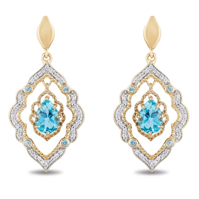 Diamond 9ct yellow gold drop earrings inspired by Aladdin. Credit: H. Samuel