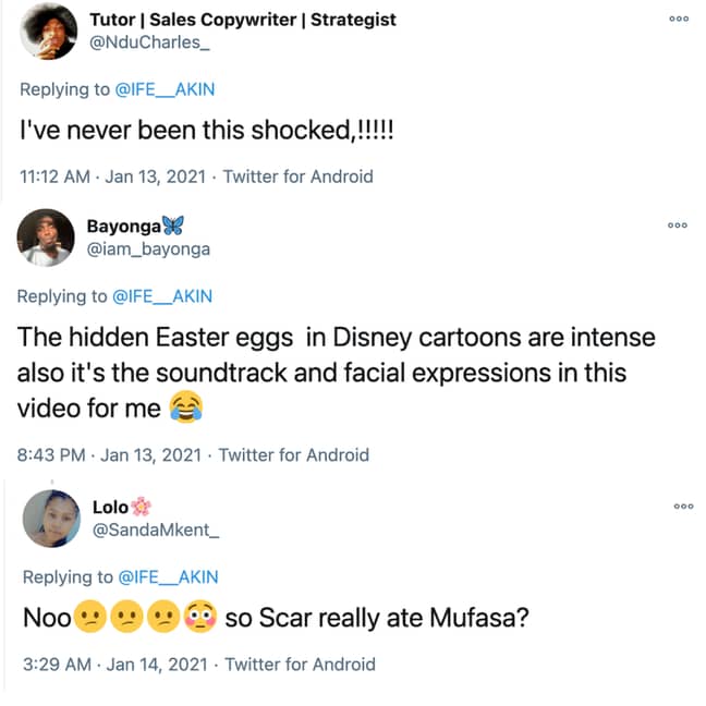 Twitter users reacted to the Lion King conspiracy theory (Credit: Twitter)