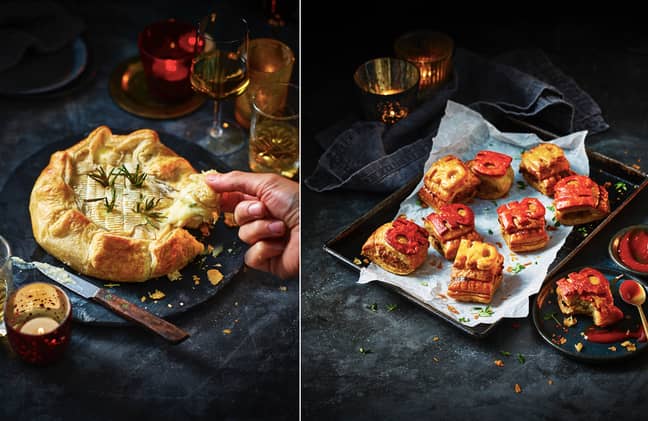 Brie en Croute (£10) and Handcrafted Sausage Rolls (£5). Credit: M&amp;S