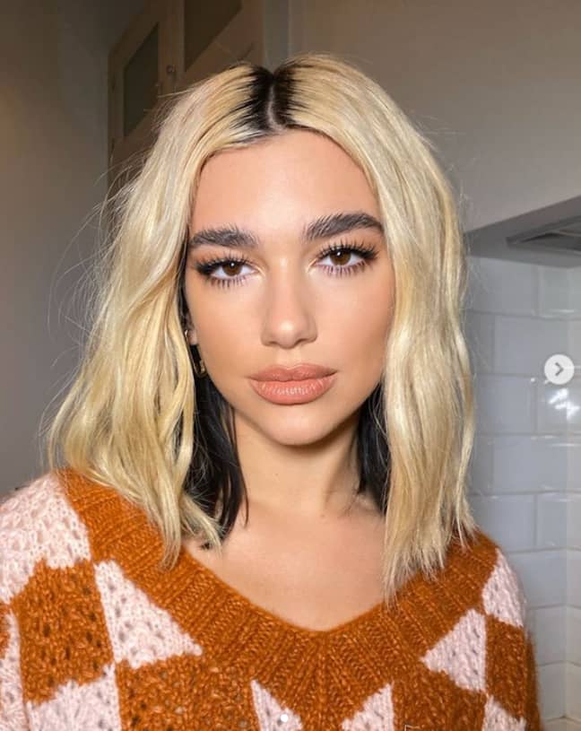 Dua Lipa is one of the many stars who have modernised the skunk hair-trend (credit: Instagram)