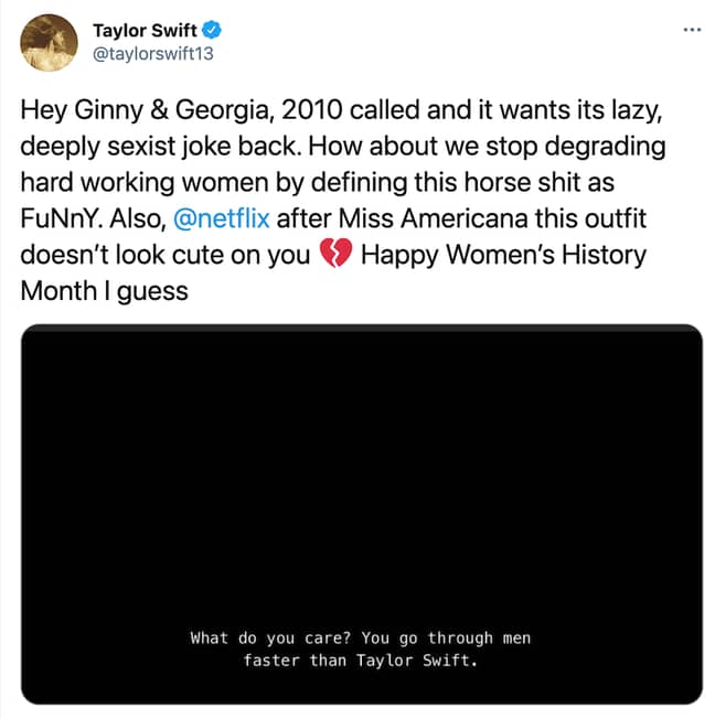 Taylor Swift tweeted her response on Monday (Credit: Taylor Swift/ Twitter)
