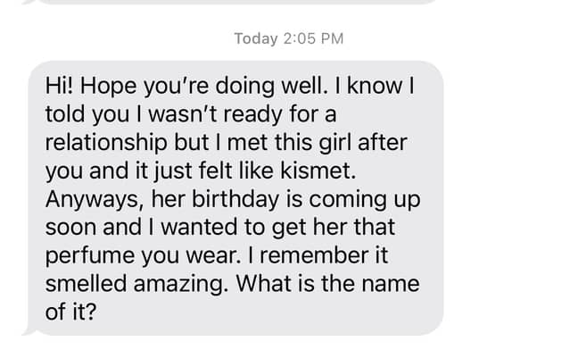 A woman received a text from her ex and shared it on Twitter (Credit: Twitter)