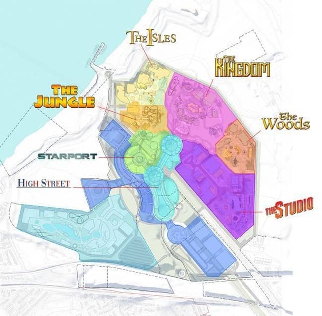 The huge park will feature seven zones (Credit: The London Resort)
