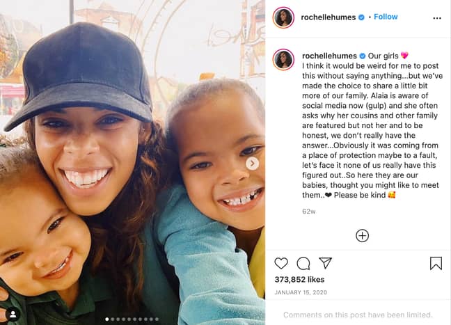 Rochelle shared a picture with their two daughters Alaia and Valentina for the first time in January 2020 (Credit: Rochelle Humes/ Instagram)