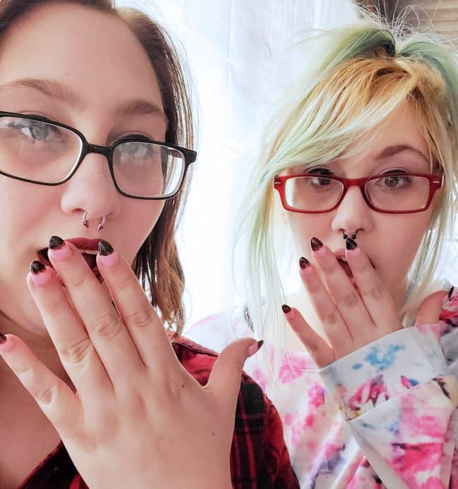 Serina and her twin sister Cheyanne had decided to get matching manis to celebrate a recent promotion (Credit: Caters)