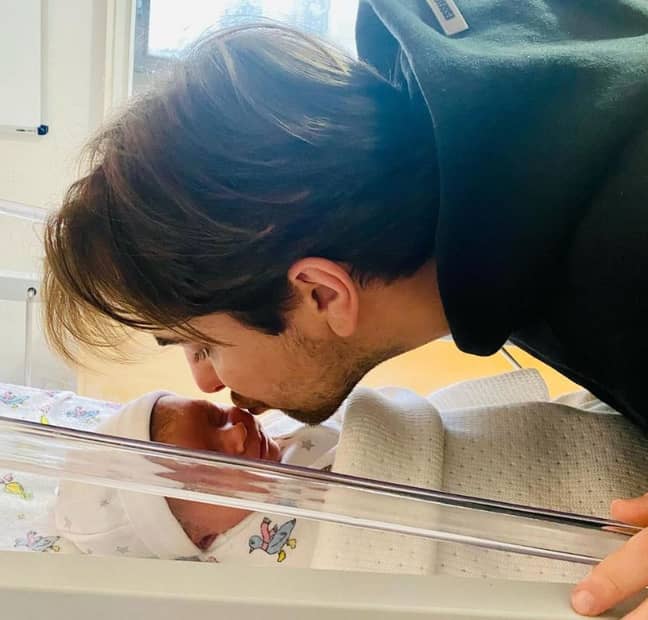 The new parents looked besotted with their little boy (Credit: Dani Dyer)
