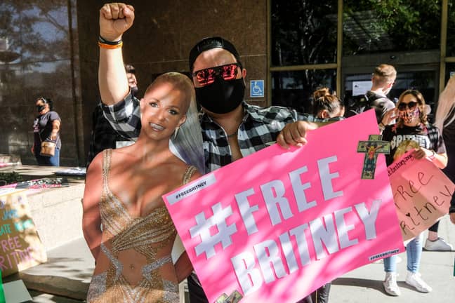 Britney Spears fans protesting in LA in November 2020. (Credit: PA)