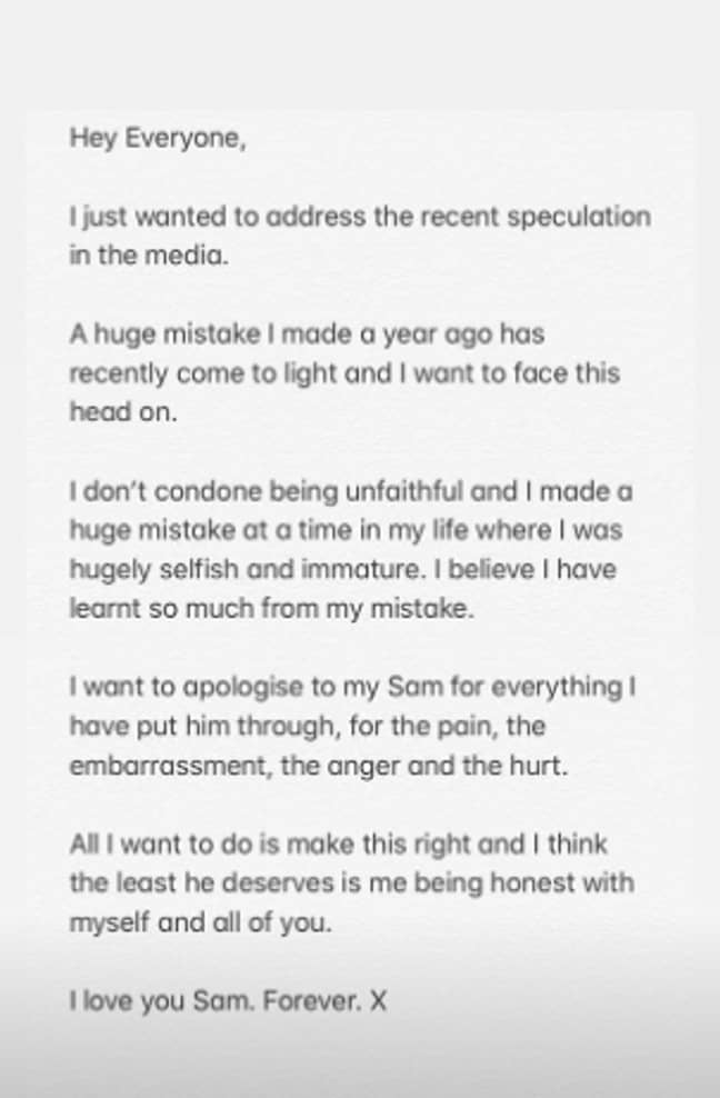 Zara posted an apology on her Stories (Credit: Instagram/Zara McDermott)