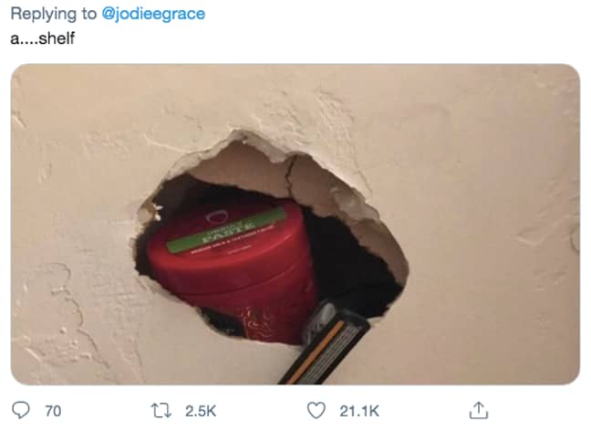 A shelf or a hole in the ceiling? You decide (Credit: Twitter)