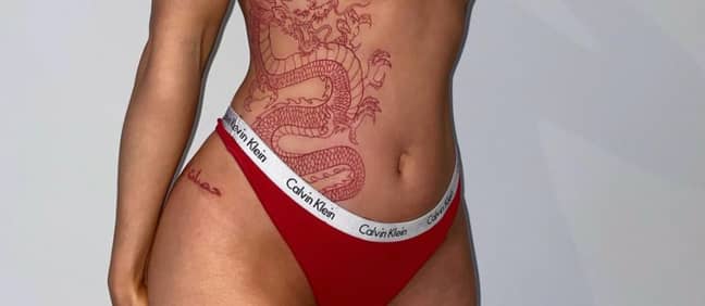 Alexis Bailey's red dragon tattoo (Credit: Instagram/alexis.baileyyx)