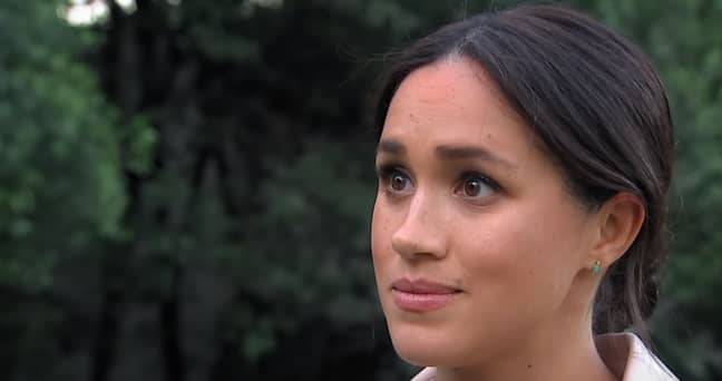 Meghan is visibly upset in the interview. (Credit: ITV)