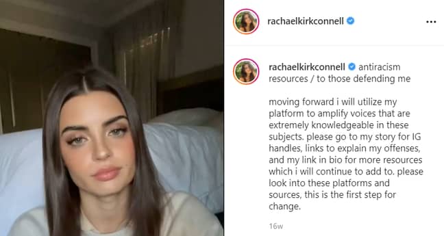 Rachael made a public apology on her Instagram (Credit: Instagram - rachaelkirkconnell)