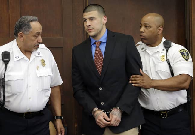 Aaron Hernandez was an NFL player for New England Patriots before he was charged with murder (Credit: PA)