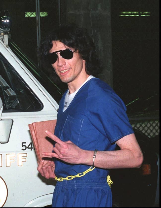 Richard Ramirez in 1989 after hearing his verdict in court (Credit: Shutterstock) 