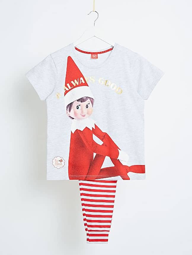 They all feature the same, mischievous Elf on the Shelf design, with a grey, crew neck T-shirt for the adult styles (Credit: Asda)