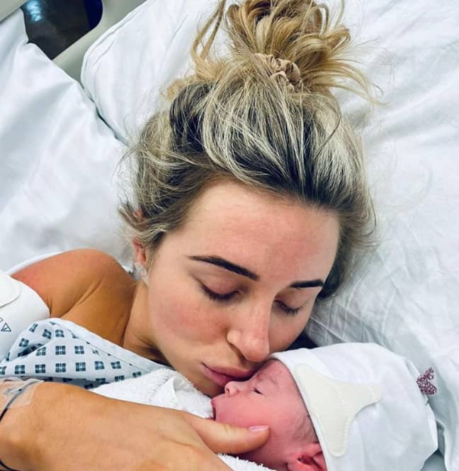 Dani welcomed her new arrival - also known as 'Santi' for short - last month (Credit: Instagram/Dani Dyer)