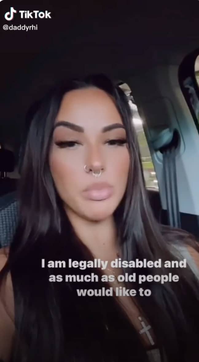 The TikTok explained that she is legally disabled and has to park in disabled parking spaces (Credit: @daddyrhi-TikTok)