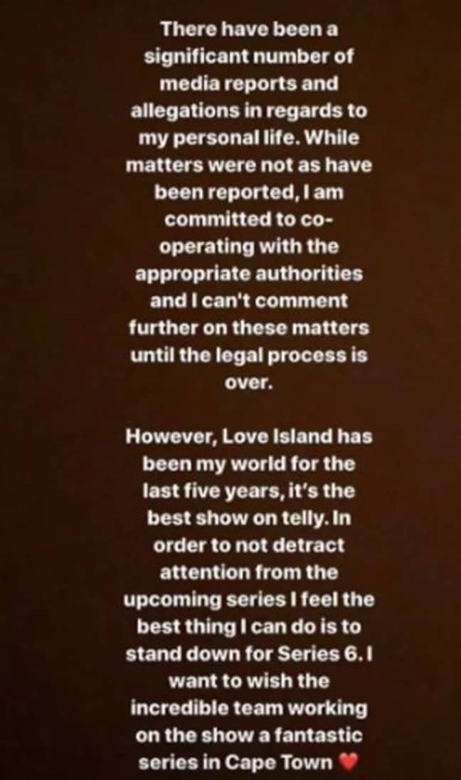 Caroline released a statement on Tuesday (Credit: Instagram/Caroline Flack)