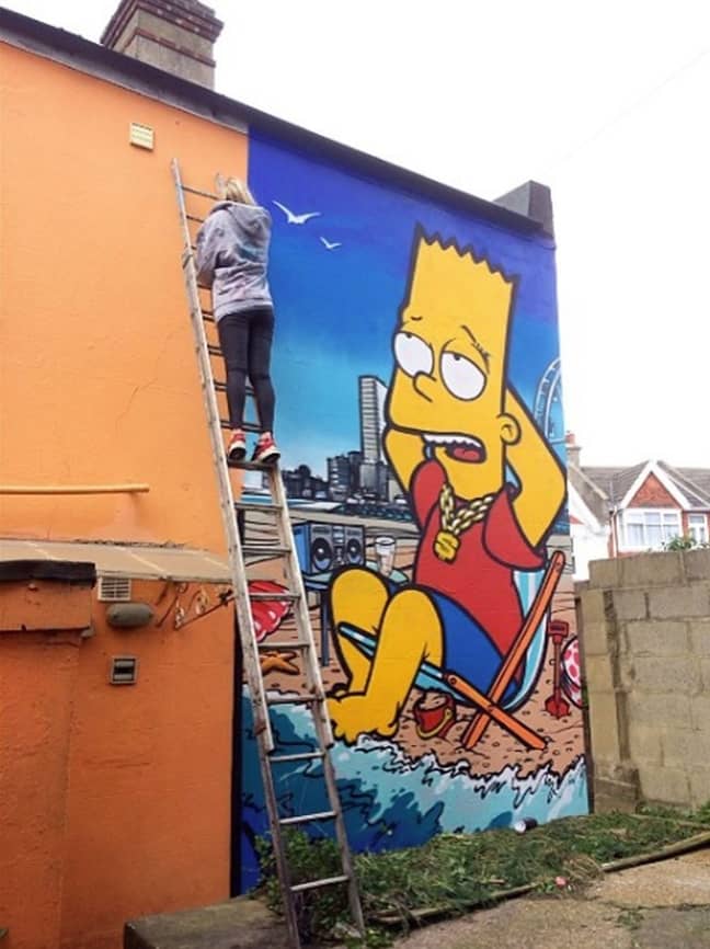 Charlie's new home has huge Simpsons' murals (Credit: Kennedy)