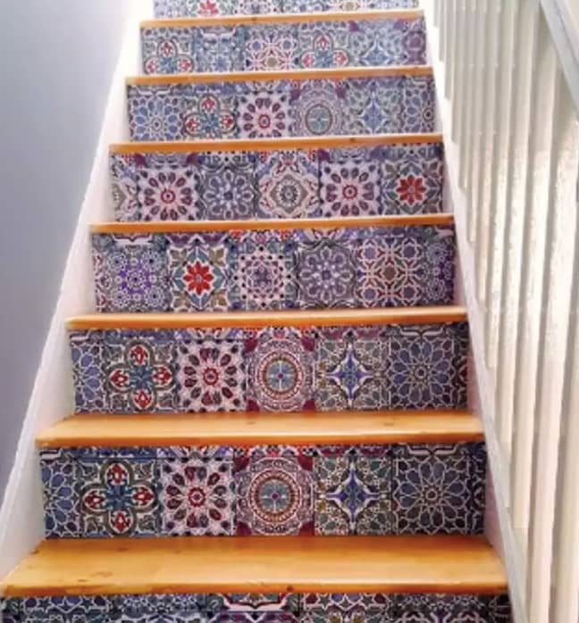 Sandra Young also designed some stairs with B &amp; Q tiles Credit: Sandra Young