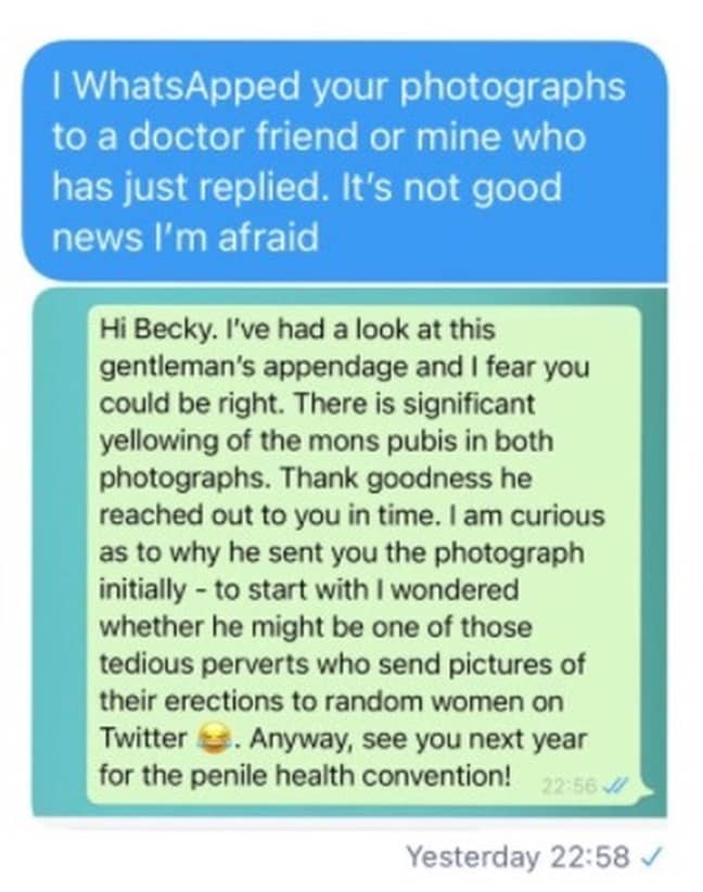 Becky Holmes, from Stratford-upon-Avon, claims to have received 50 explicit photos from men on Twitter since she joined at the end of August (Credit: Kennedy)