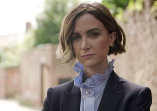 Actress Kathryn Kelly takes viewers to revisit the crime in Murdertown (Credit: Crime+Investigation)