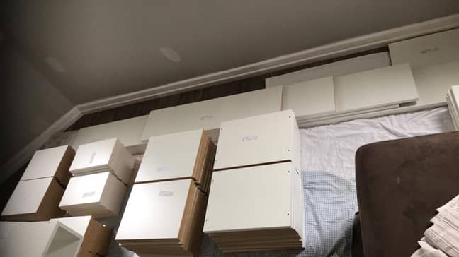 The Brisbane-based couple ordered their panels to size from a kitchen cabinet supplier (Credit: Jessica Breen/Facebook)