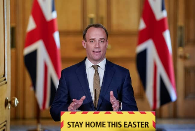 Dominic Raab (pictured at an earlier press conference) confirmed the news today (Credit: PA)