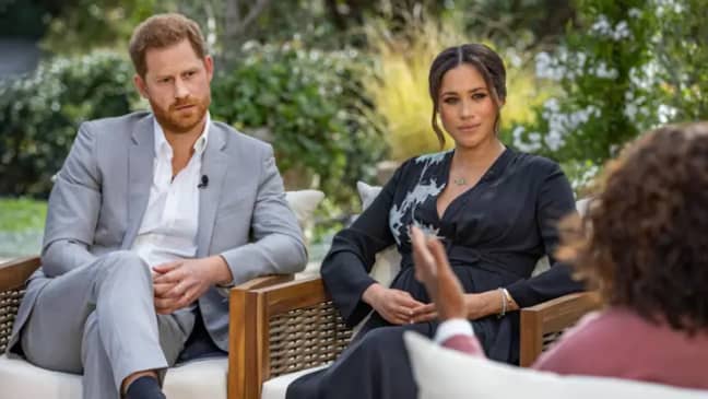Harry and Meghan on the CBS interview (Credit: CBS)