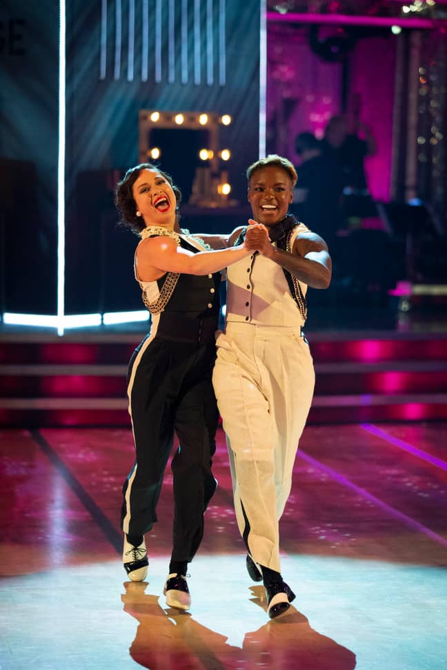 Adams has said she's proud to be part of Strictly's first same-sex couple (Credit: Guy Levy/BBC)