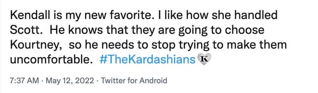 Following on from the episode airing, viewers have flooded Kendall with supportive messages praising the way in which she handled the situation (Twitter).