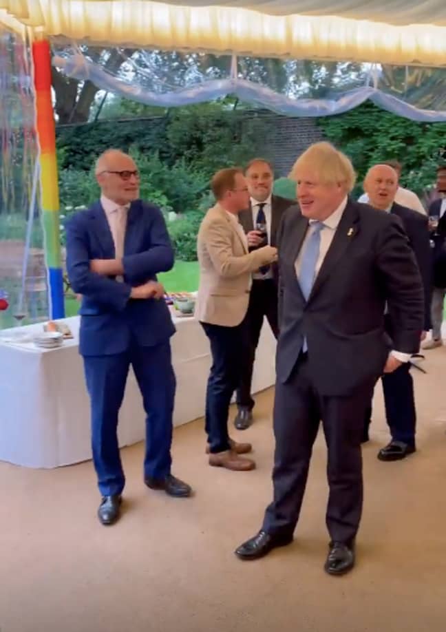 Boris Johnson has been accused of 'hypocrisy' for having 'standing drinks and a buffet' while watching the football (Credit: Downing Street/Instagram)