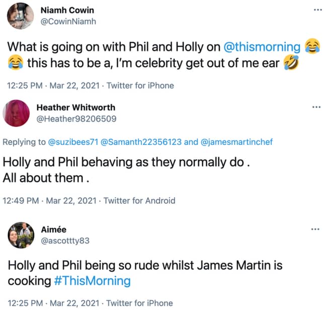 Viewers flocked to Twitter to discuss Holly and Phillip's behaviour (Credit: Twitter)